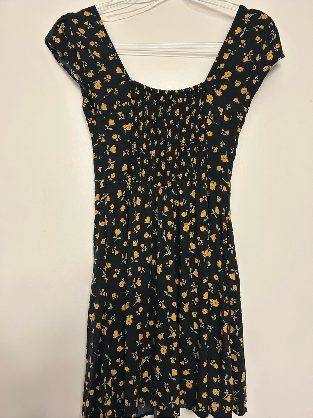Aeropostale Black Mini Dress with Yellow Floral Print Size XS - Picture 8 of 9